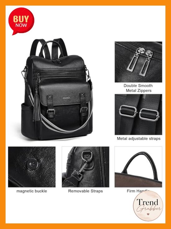 Faux Leather Convertible Travel Laptop Backpack Daypack main image 4